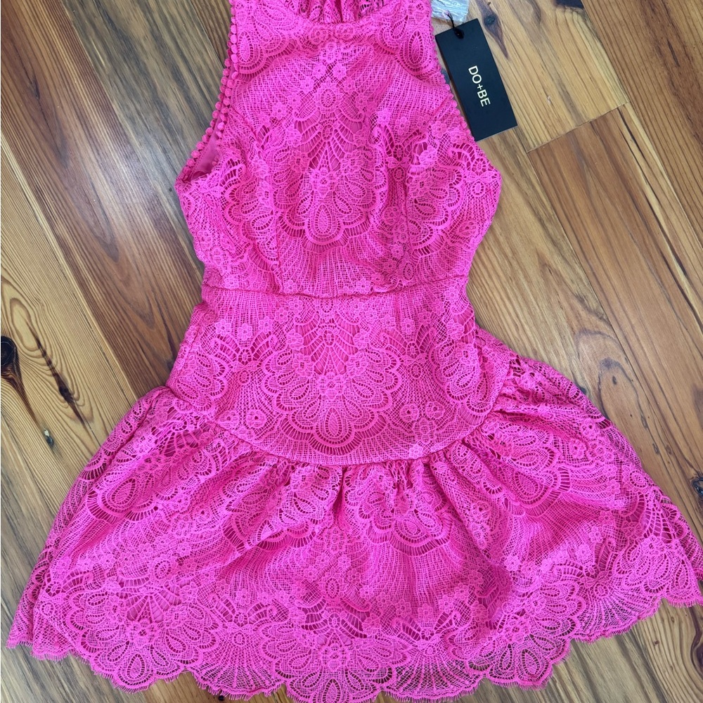 Pink Lace Sleeveless Dress